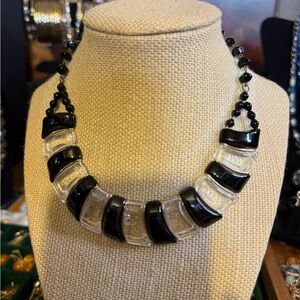 Western Germany Chic Black and Clear Necklace